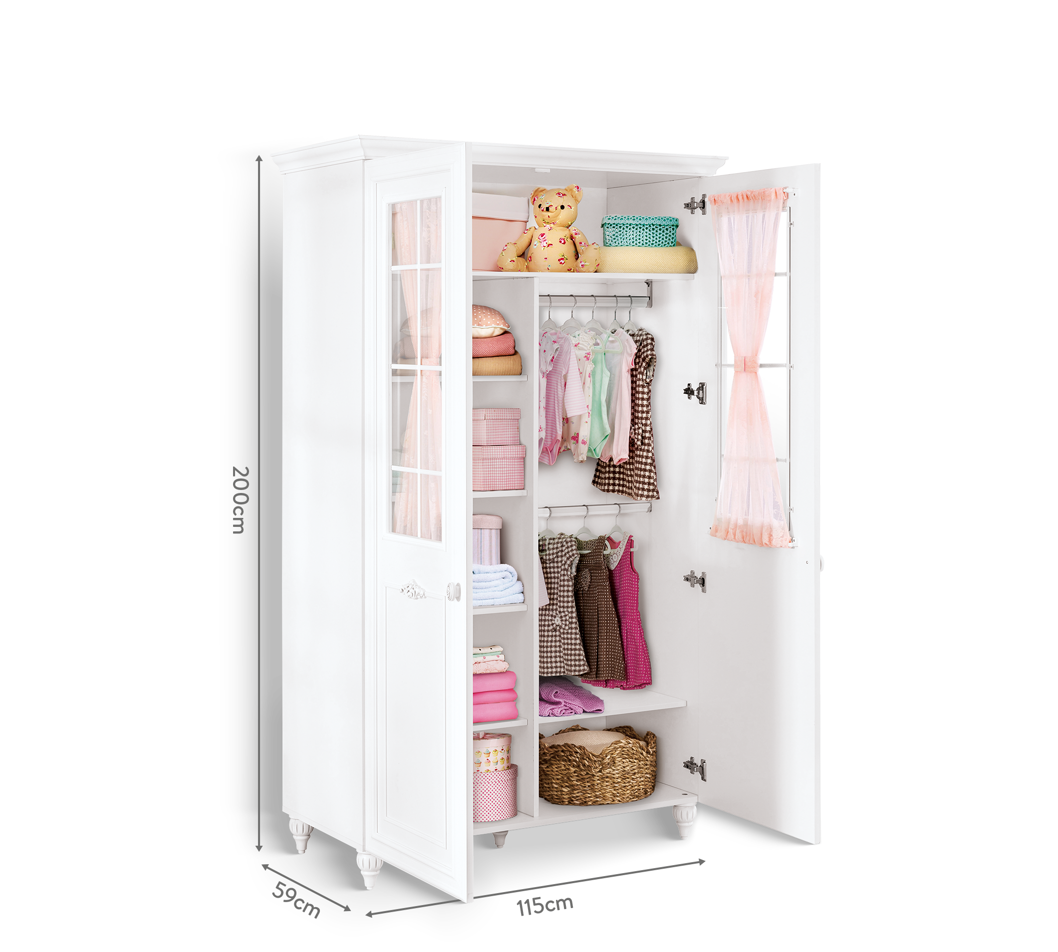 Armadio Baby Romantic a 2 Ante con Finestra