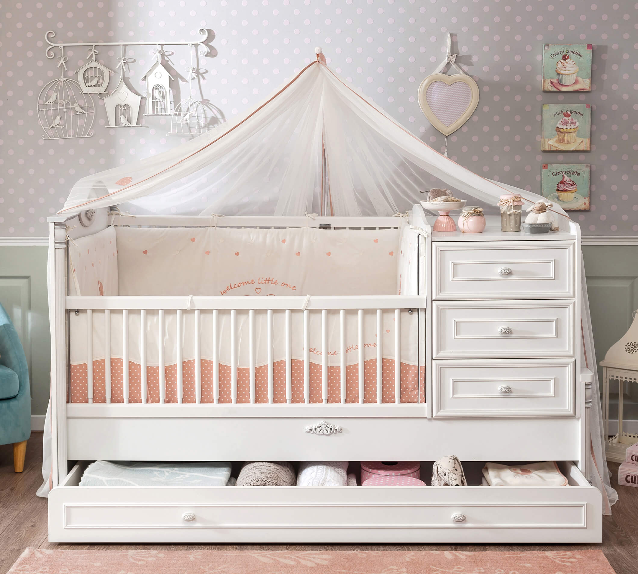 Letto per Bambini Baby Romantic Crescente (con Letto per Genitori) (80x180 cm)