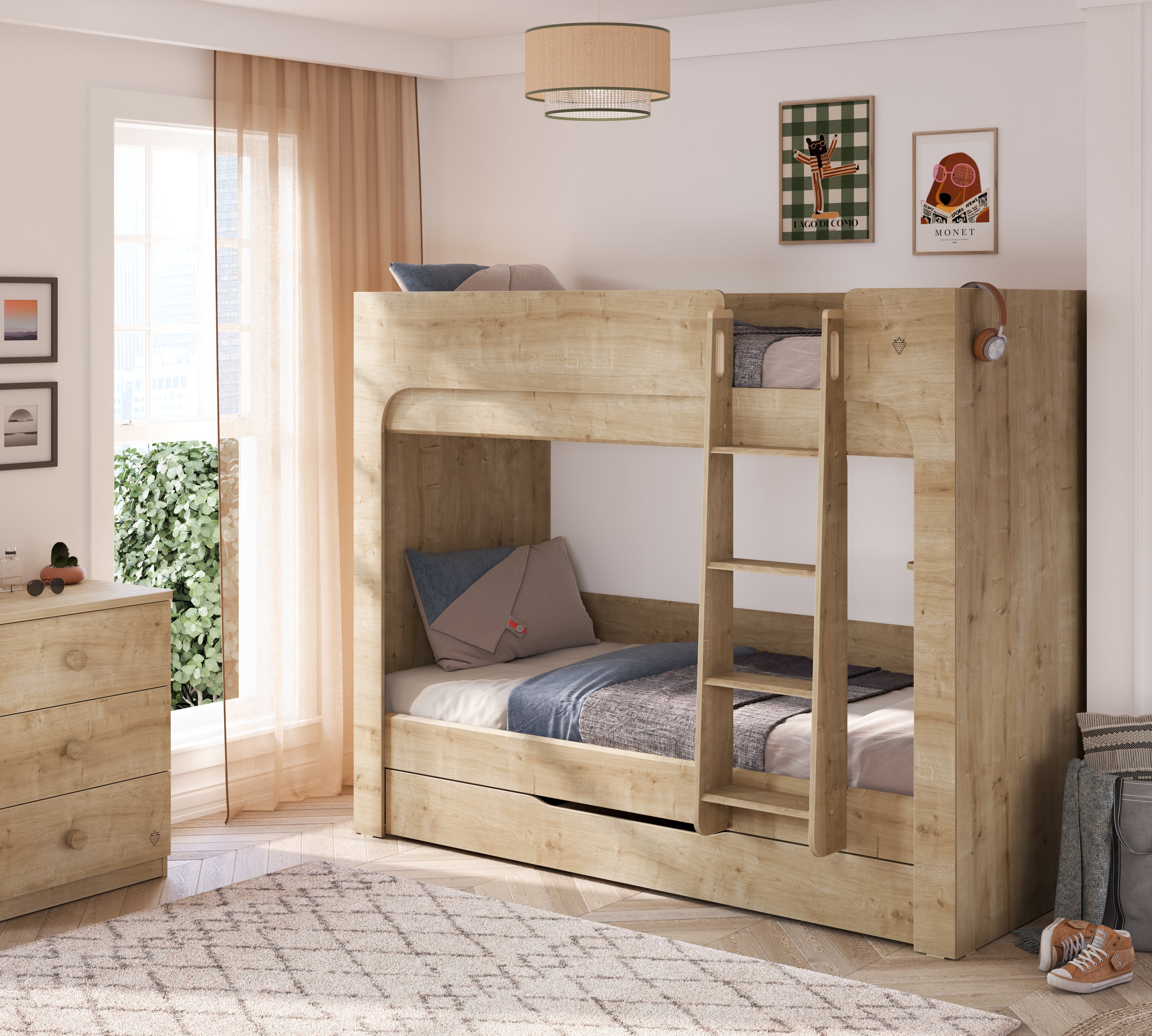 Letto a Castello Nest Mocha con Cassetto Estraibile (90x200 cm)