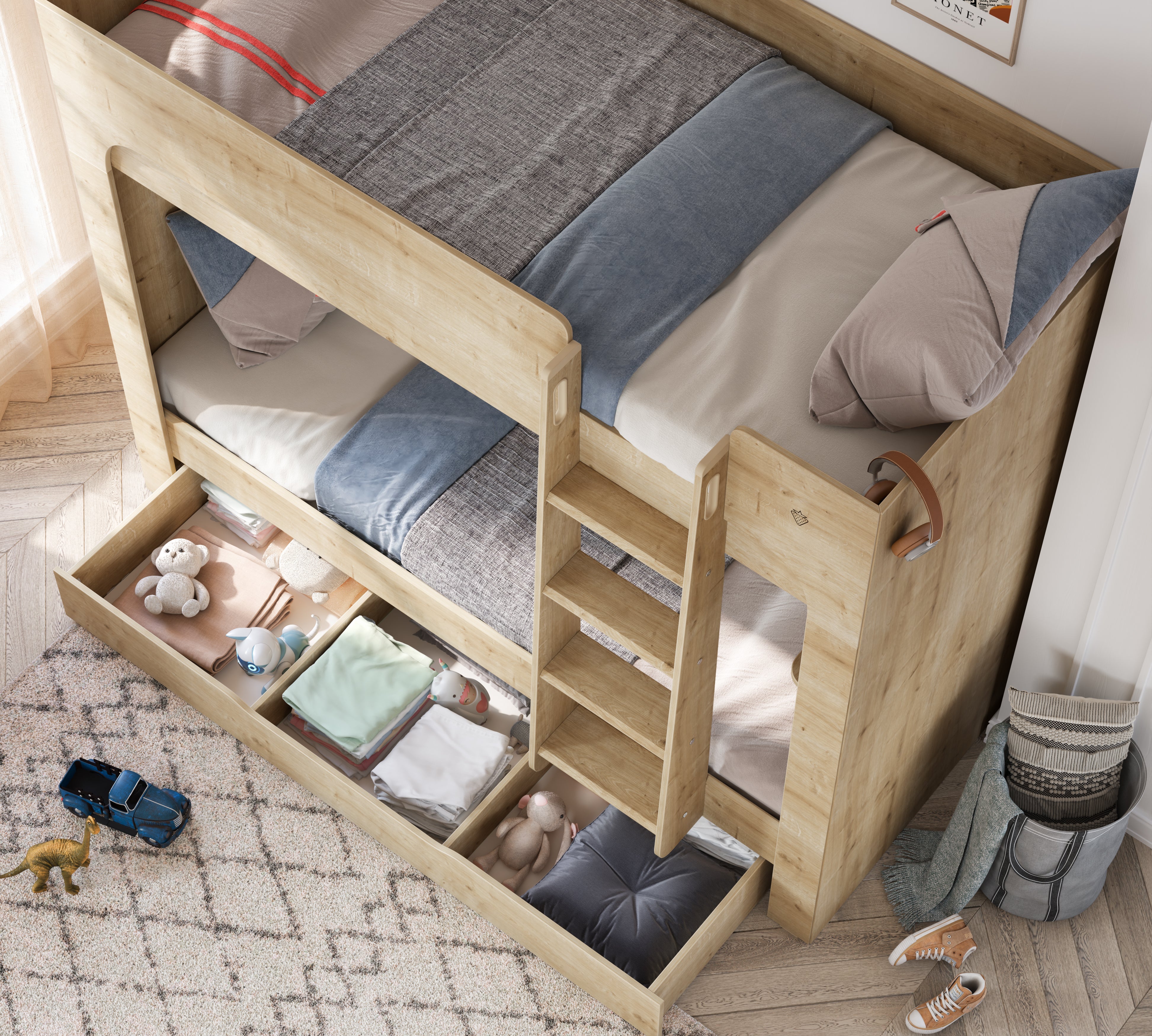 Letto a Castello Nest Mocha con Cassetto Estraibile (90x200 cm)