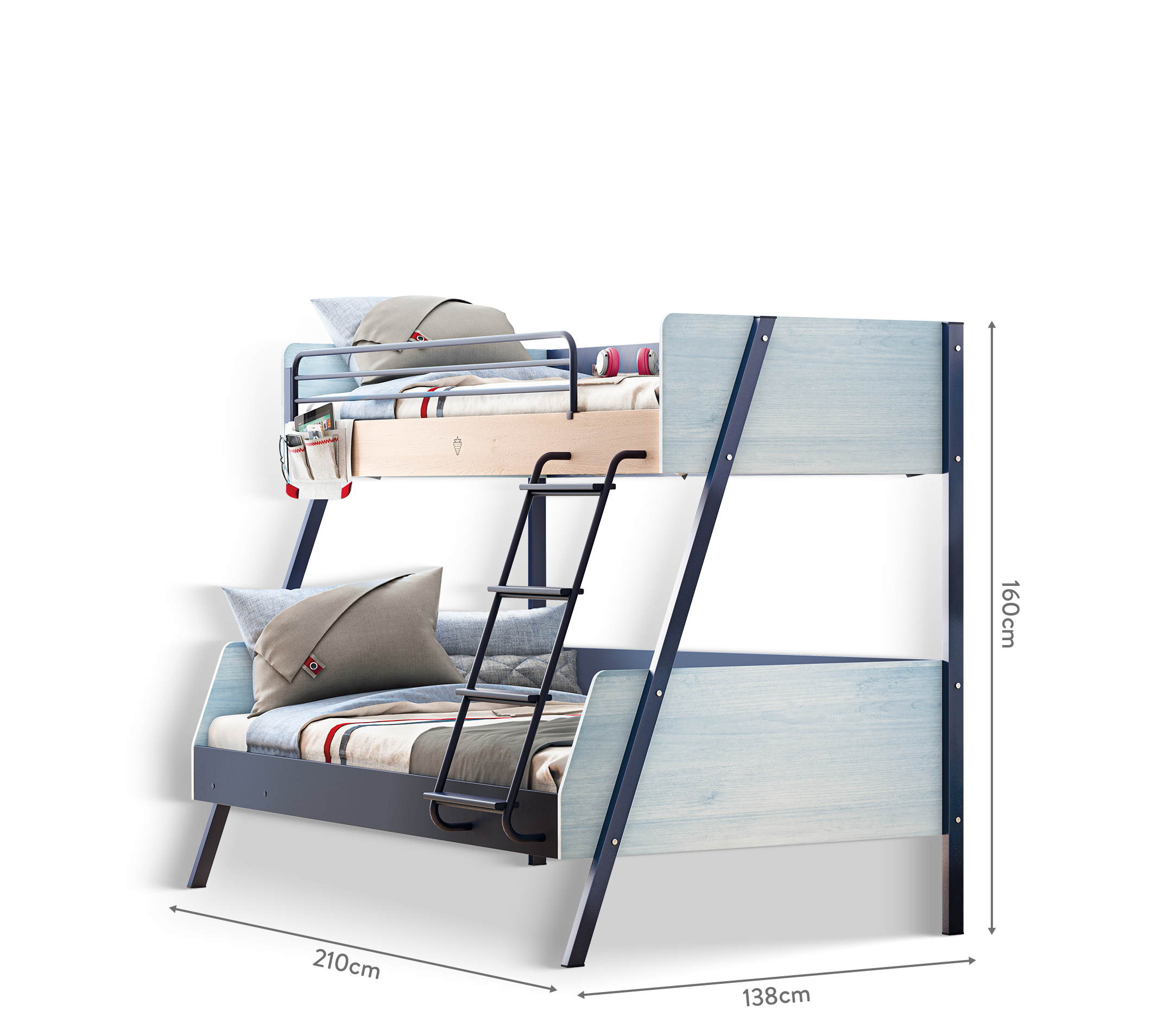 Letto a Castello Trio Largo (90x200-120x200 cm)