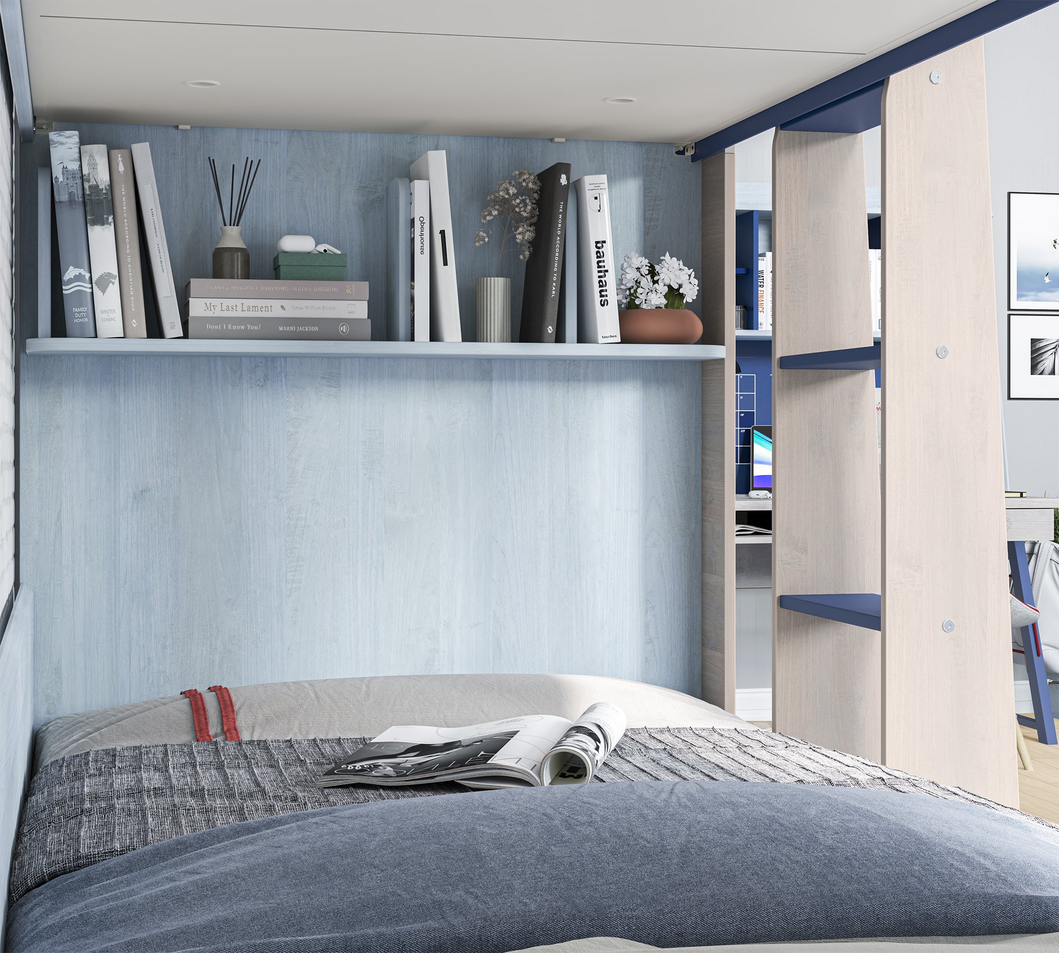 Letto a Castello Trio Stretto con Cassetto Estraibile (90x200 cm)