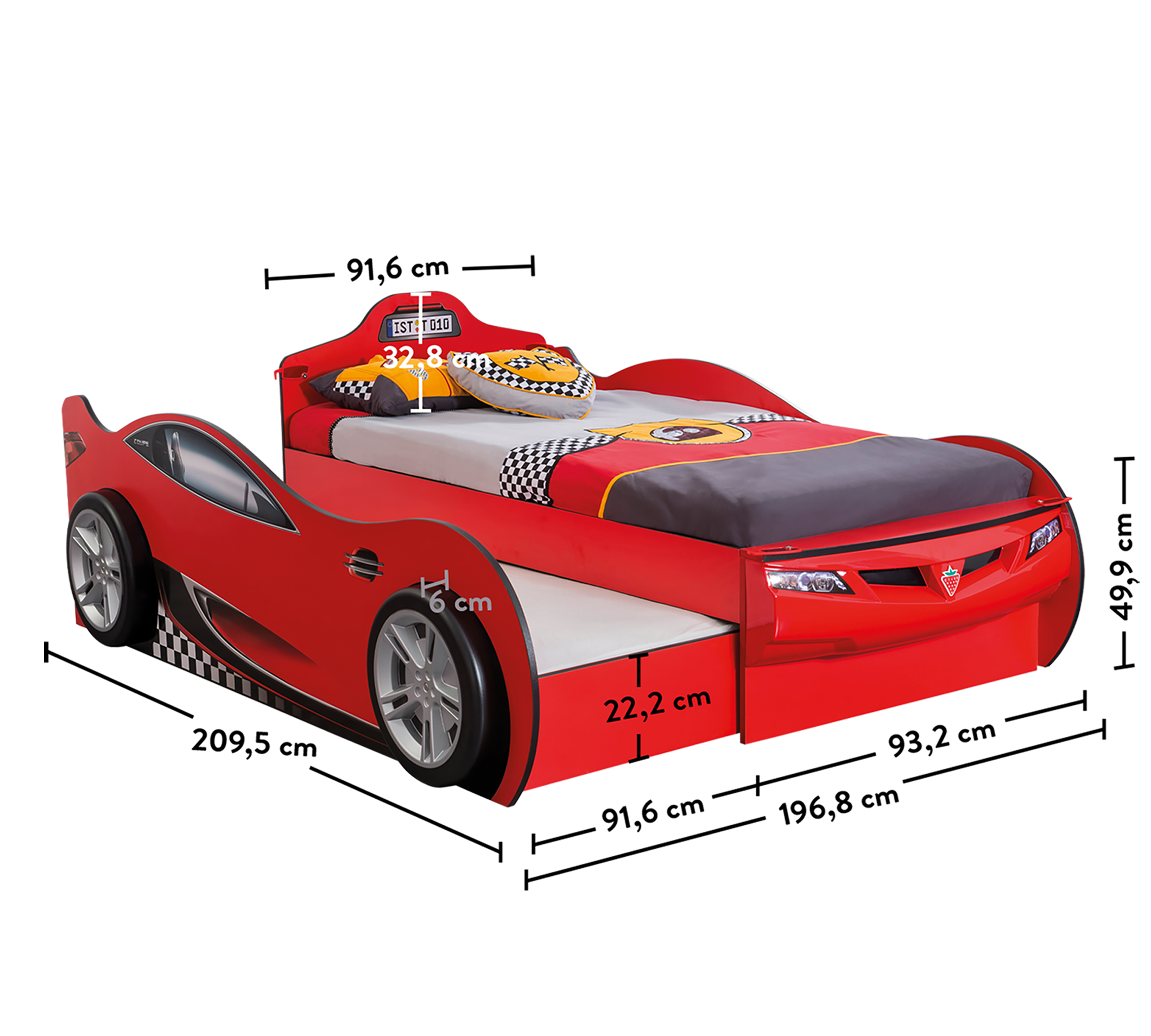 Letto a Macchina Racecup con Letto Estraibile
