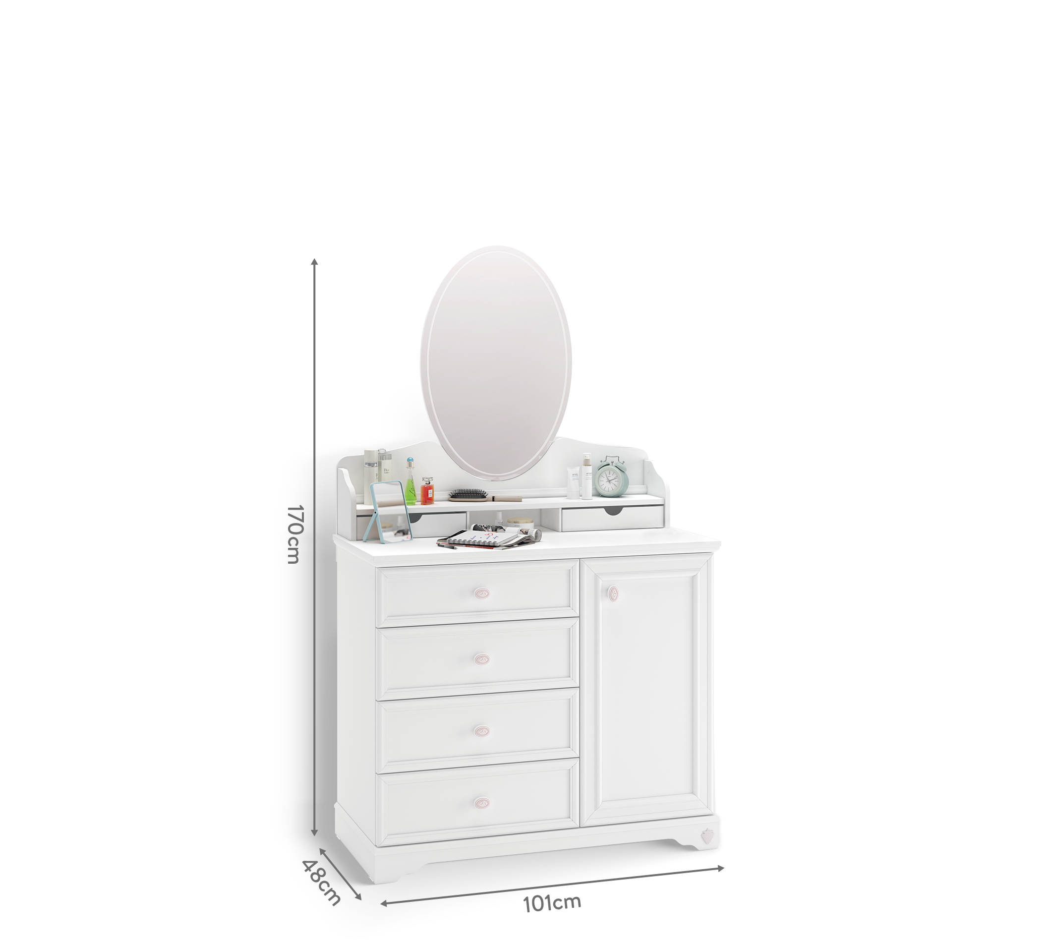 Comò Rustik White con Specchio