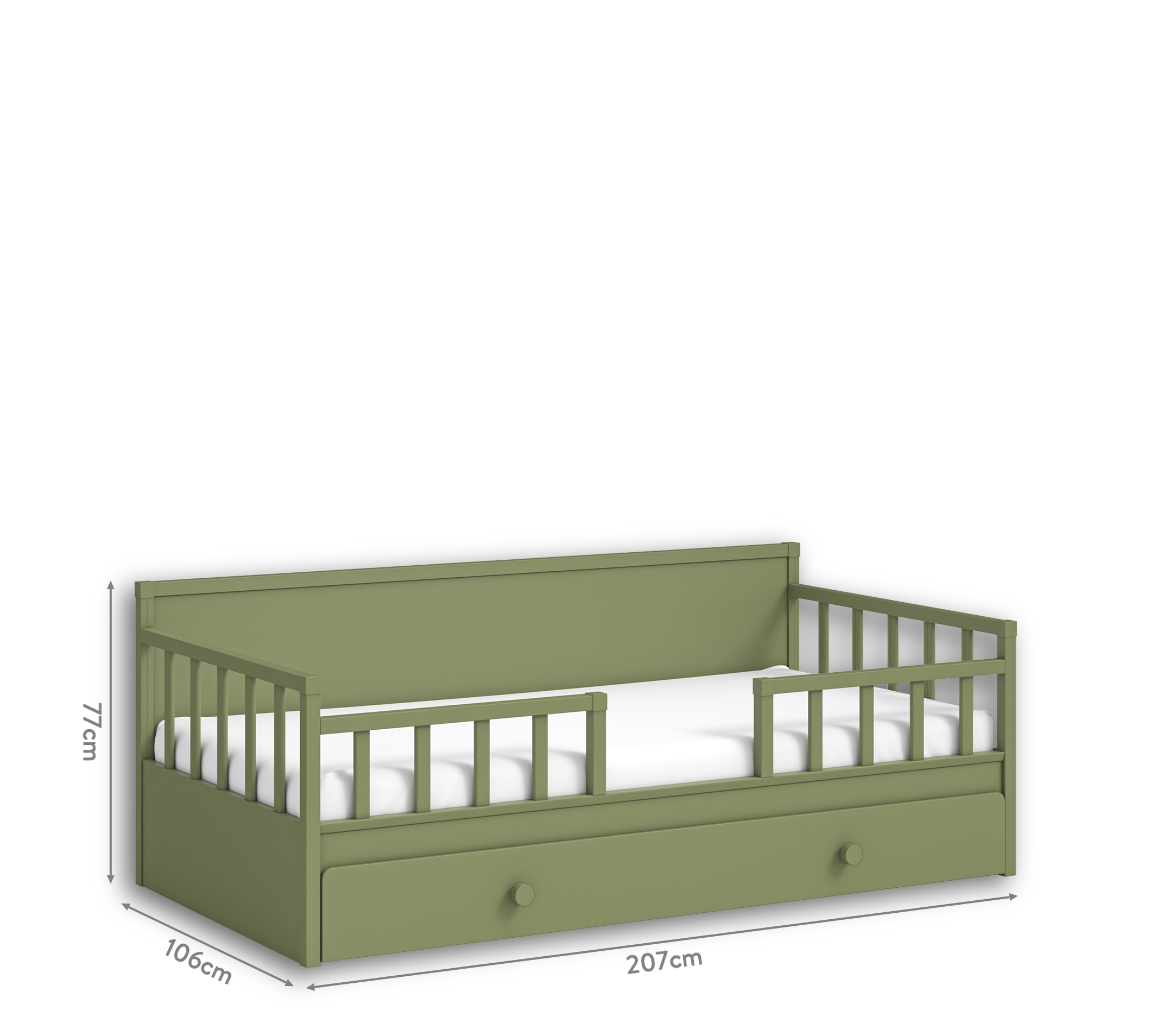 Letto Daybed Senza Tetto Verde (Con Letto Inferiore) (100x200 cm)