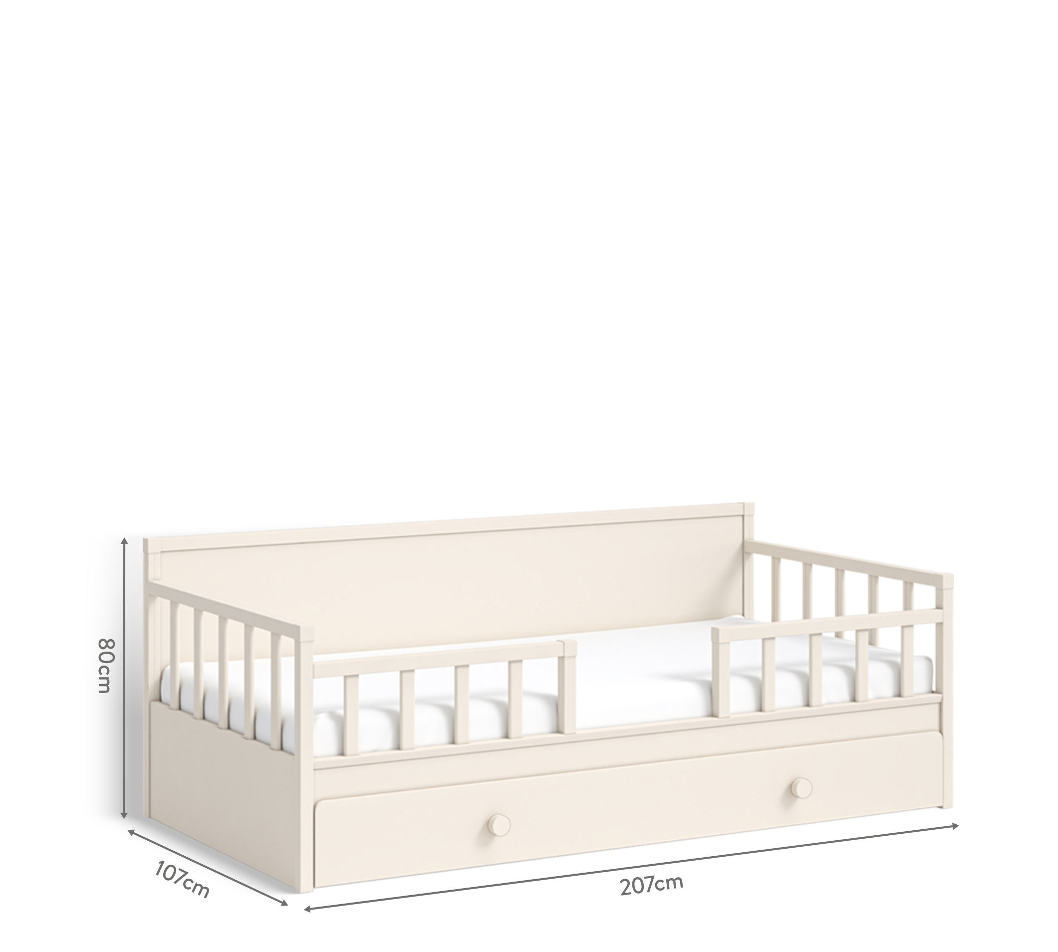 Letto Daybed Senza Tetto Crema (Con Letto Inferiore) (100x200 cm)