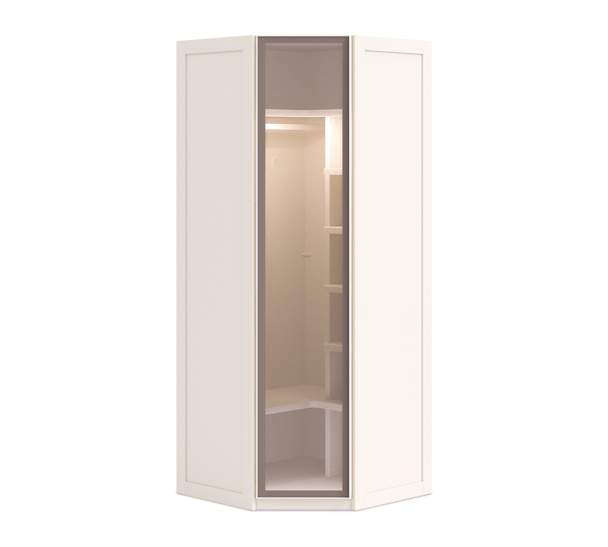 Armadio Angolare con Porta in Vetro (Crema)