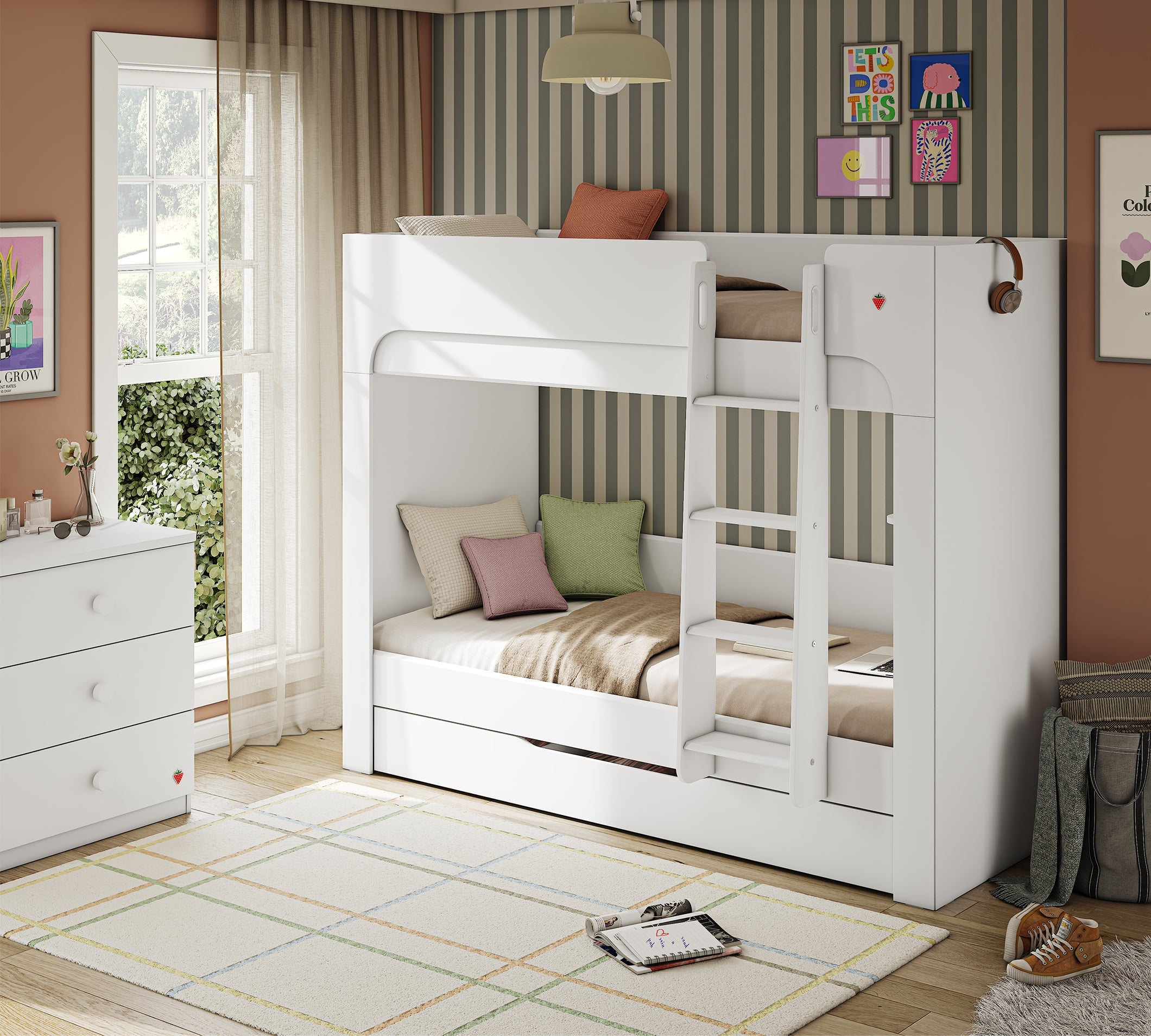 Letto a Castello Nest Bianco con Cassetto Estraibile (90x200 cm)