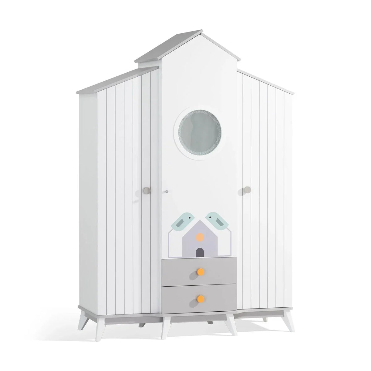 Cameretta Completa Bird House + Materasso OMAGGIO: Letto Montessori, Armadio e Comò