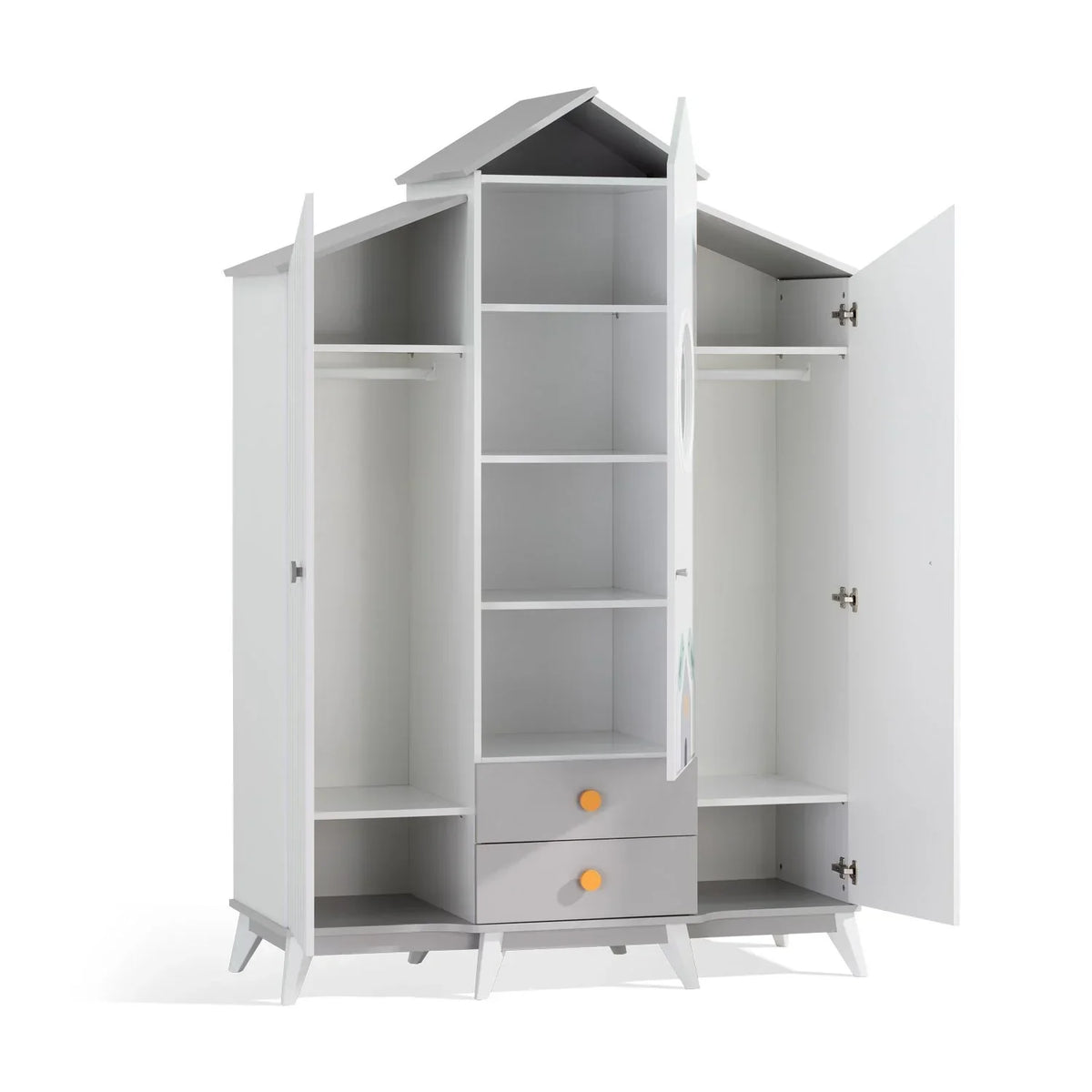 Cameretta Completa Bird House + Materasso OMAGGIO: Letto Montessori, Armadio e Comò