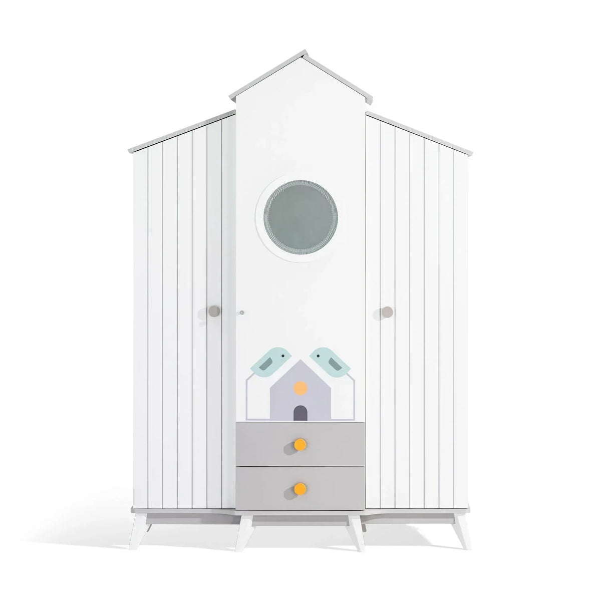 Cameretta Completa Bird House + Materasso OMAGGIO: Letto Montessori, Armadio e Comò
