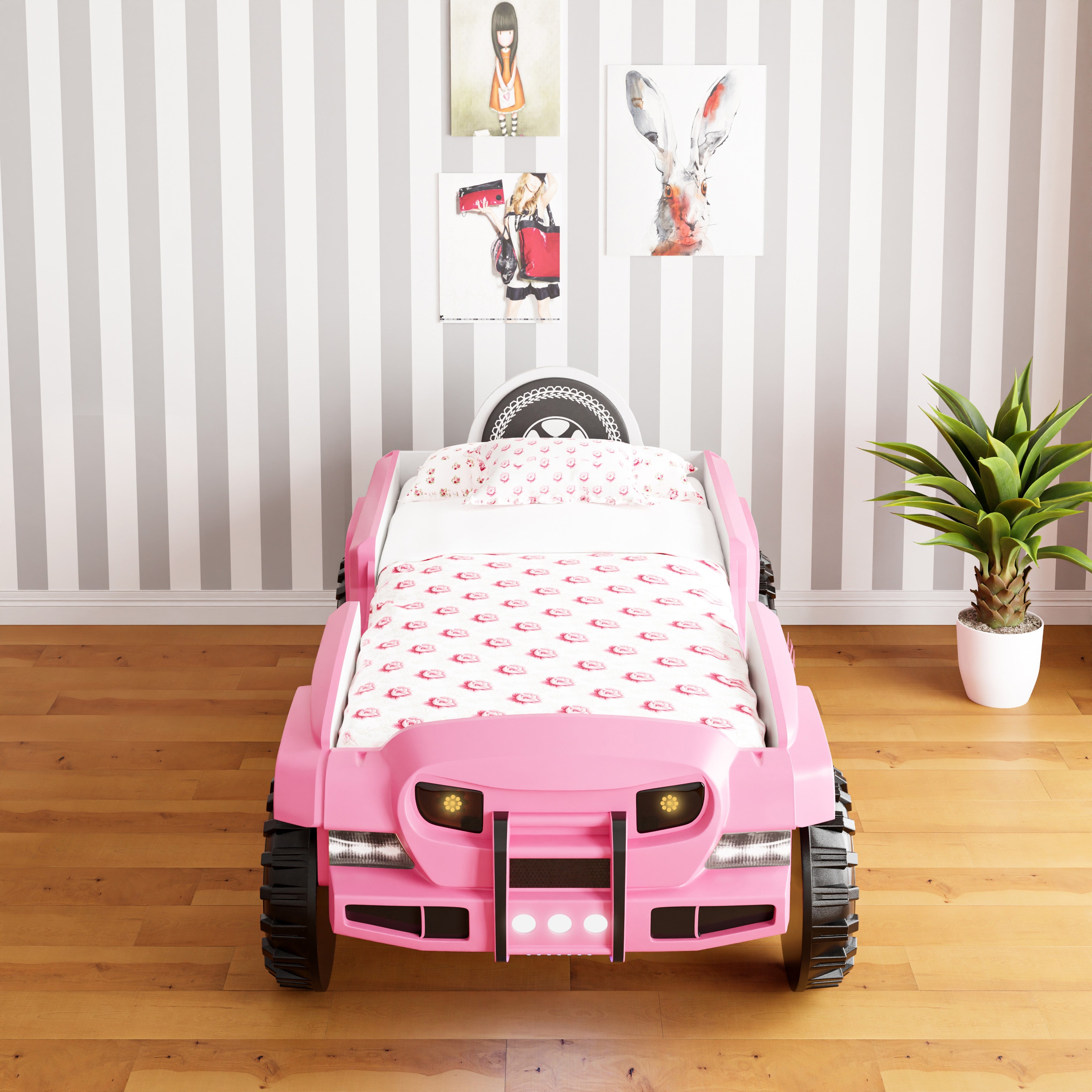 Letto Auto Jeep con LED - Rosa