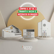 Cameretta Completa Bird House + Materasso OMAGGIO: Letto Montessori, Armadio e Comò