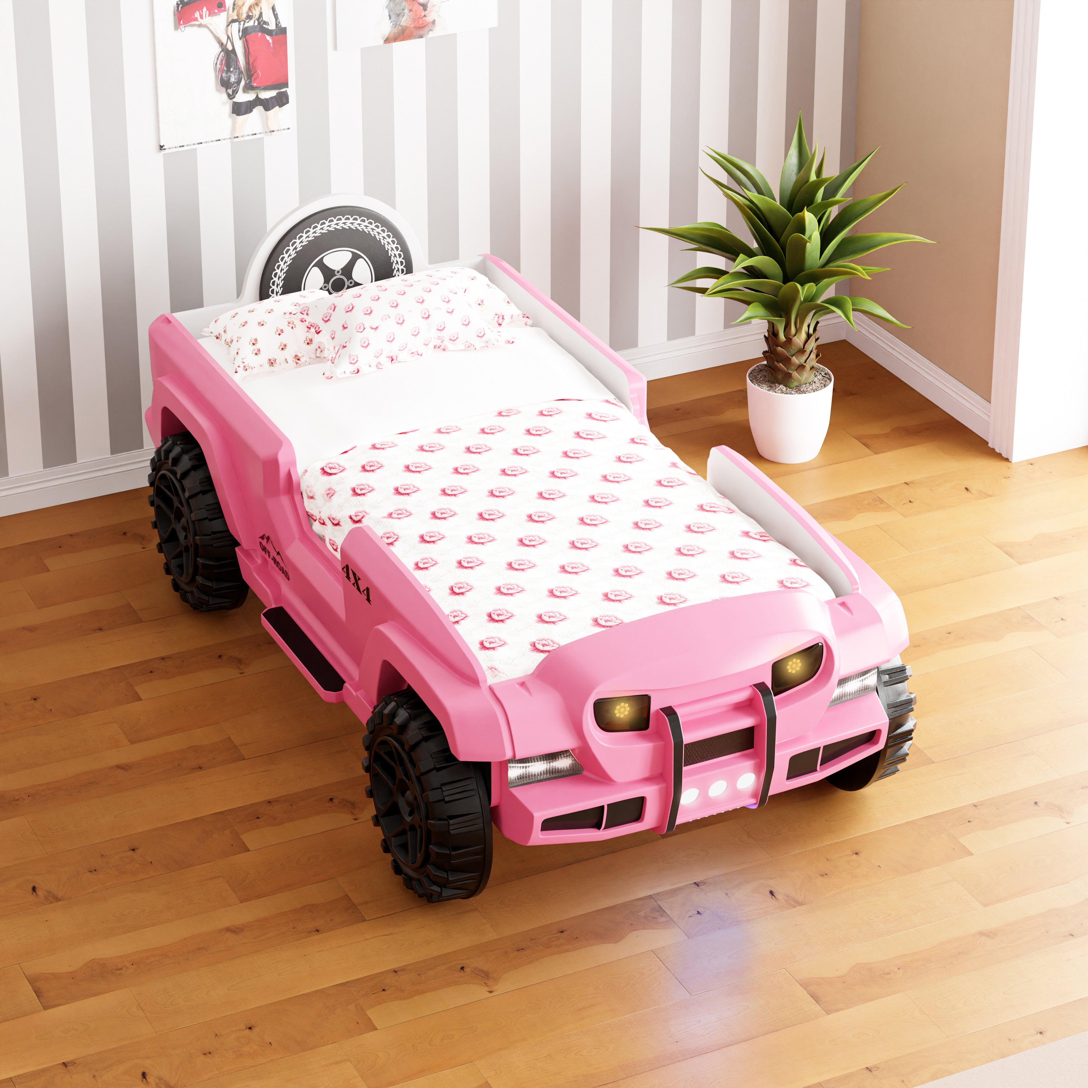 Letto Auto Jeep con LED - Rosa