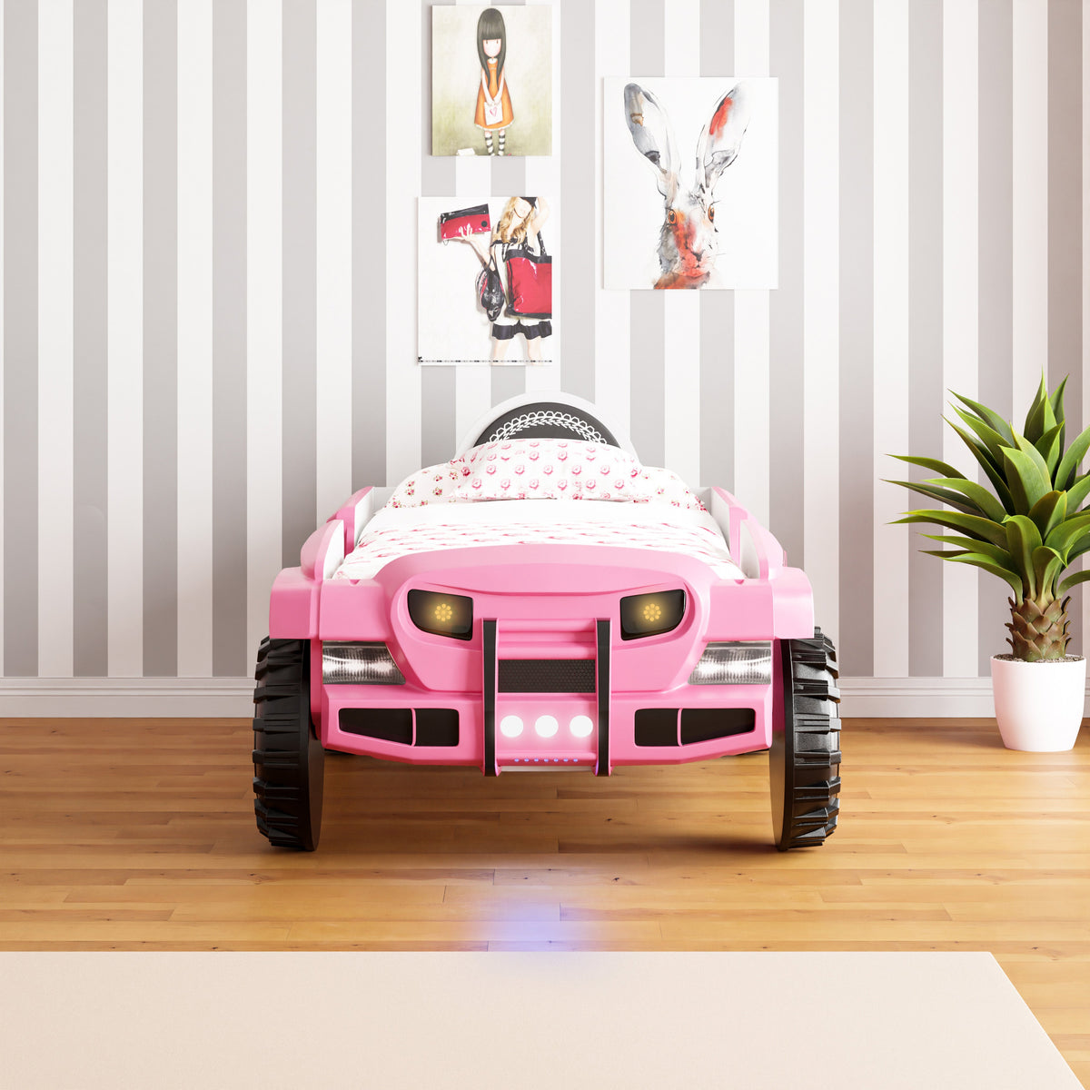 Letto Auto Jeep con LED - Rosa