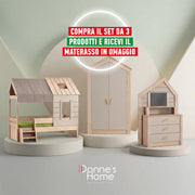 Cameretta Completa My House Casetta + Materasso OMAGGIO: Letto con Tetto, Armadio e Cassettiera