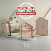 Cameretta Completa My House Castello + Materasso OMAGGIO: Letto a Castello, Armadio e Scrivania