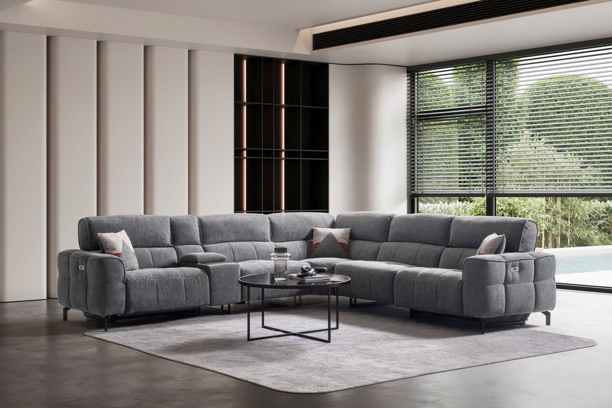 Divano Angolare Torino con Doppio Relax e Console
