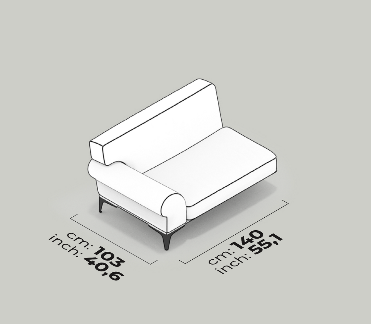 Divano Modulare Valencia – Modulo Bracciolo 140 cm (Sinistro)
