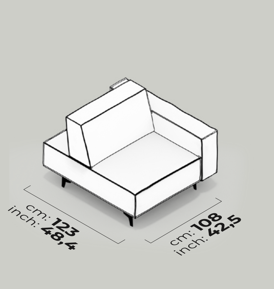 Divano Modulare Air Cavalli – Modulo Chaise Longue con Bracciolo (Destro)