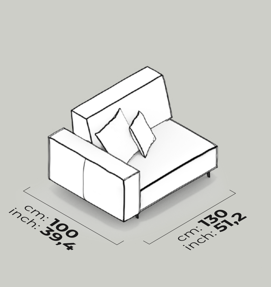 Divano Modulare Air Cavalli – Modulo con Bracciolo 130 cm (Sinistro)