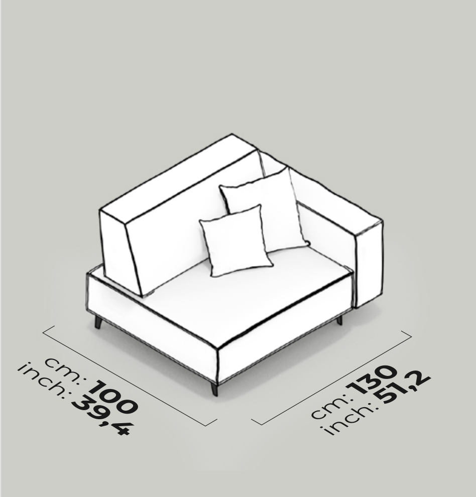 Divano Modulare Air Cavalli – Modulo con Bracciolo 130 cm (Destro)