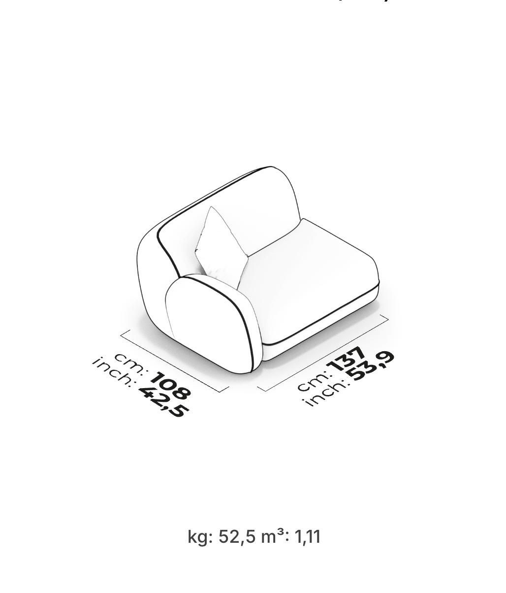 Divano Modulare Icona – Modulo Bracciolo 137 cm (Sinistro)