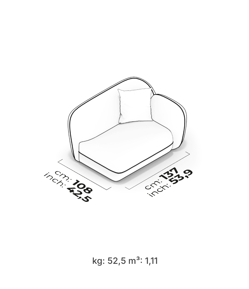 Divano Modulare Icona – Modulo Bracciolo 137 cm (Destro)
