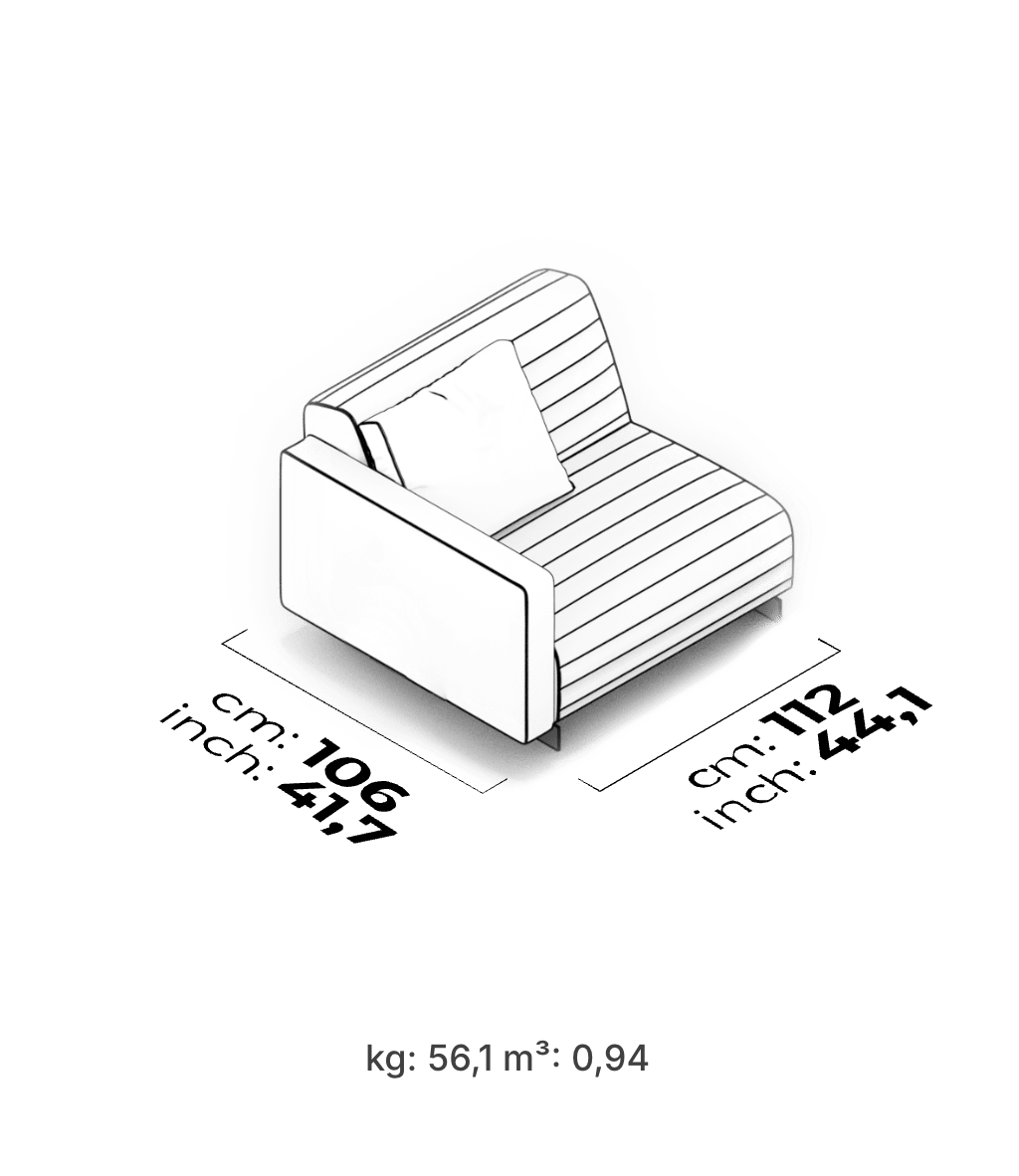Divano Modulare Heritage – Modulo Bracciolo Trapuntato 112 cm (Sinistro)