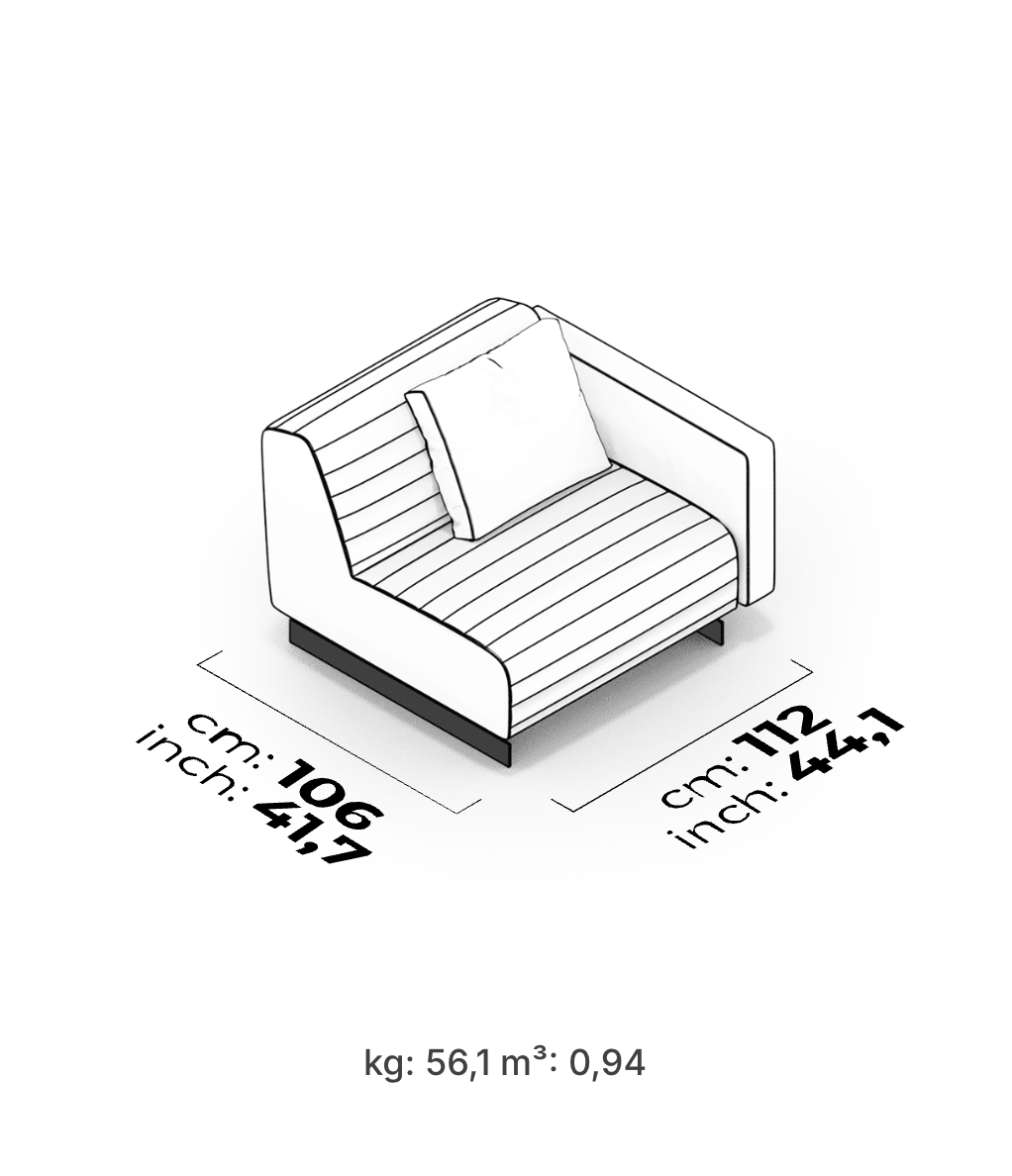 Divano Modulare Heritage – Modulo Bracciolo Trapuntato 112 cm (Destro)