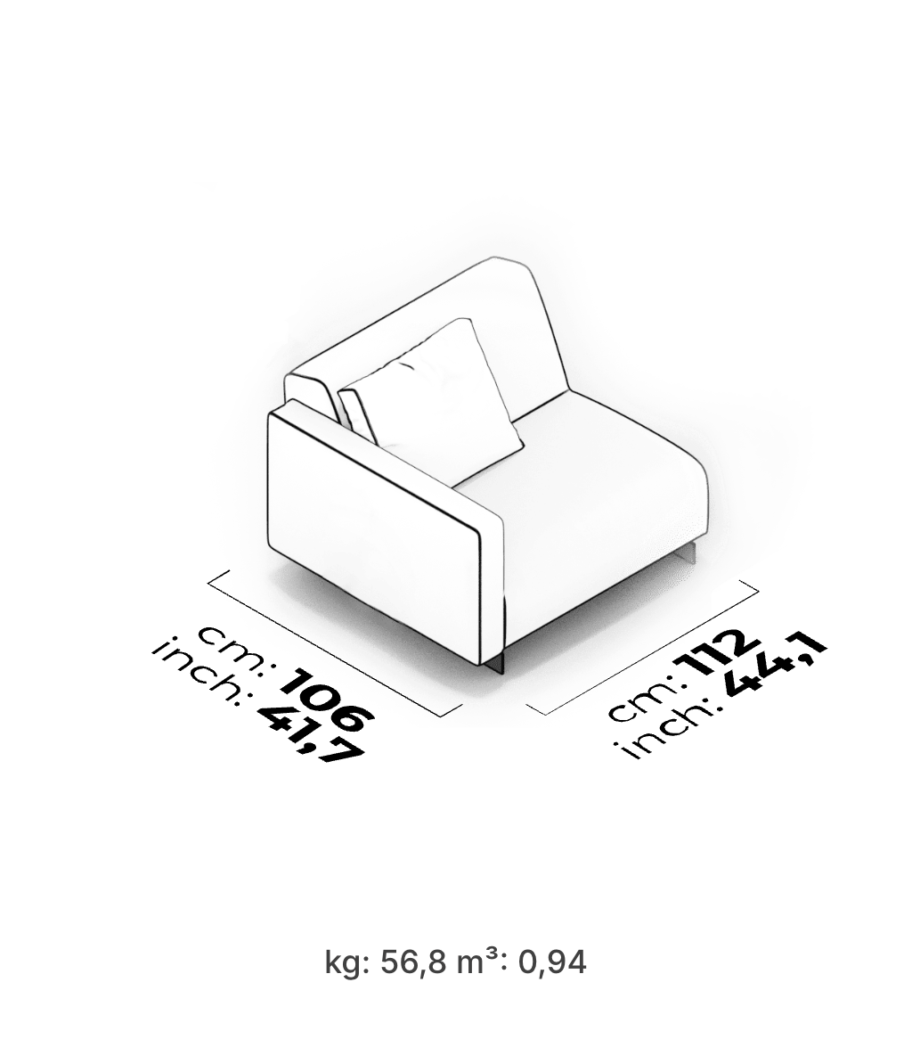 Divano Modulare Heritage – Modulo Bracciolo 112 cm (Sinistro)