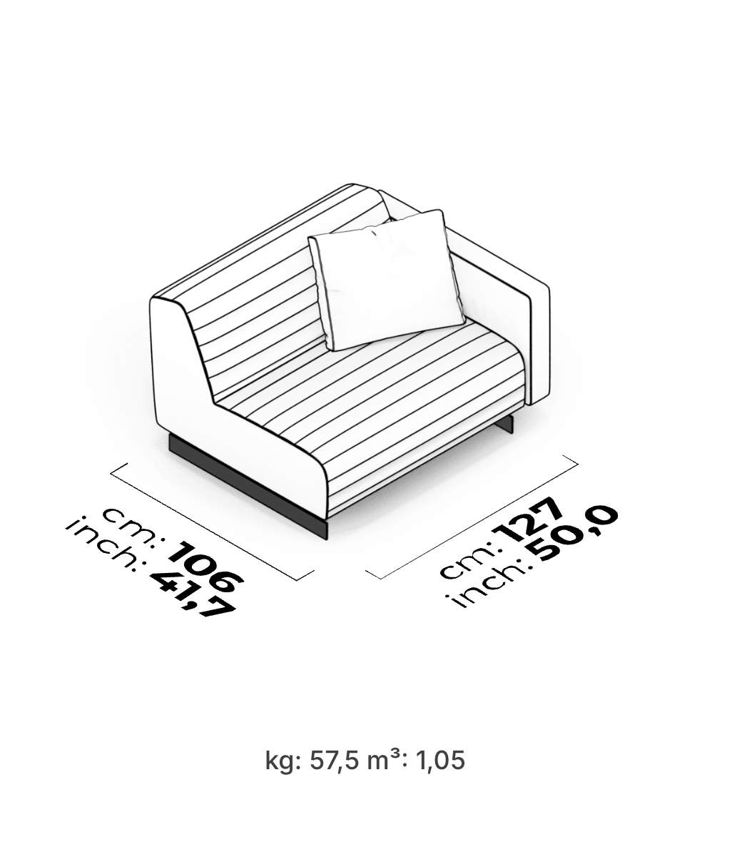 Divano Modulare Heritage – Modulo Bracciolo Trapuntato 127 cm (Destro)