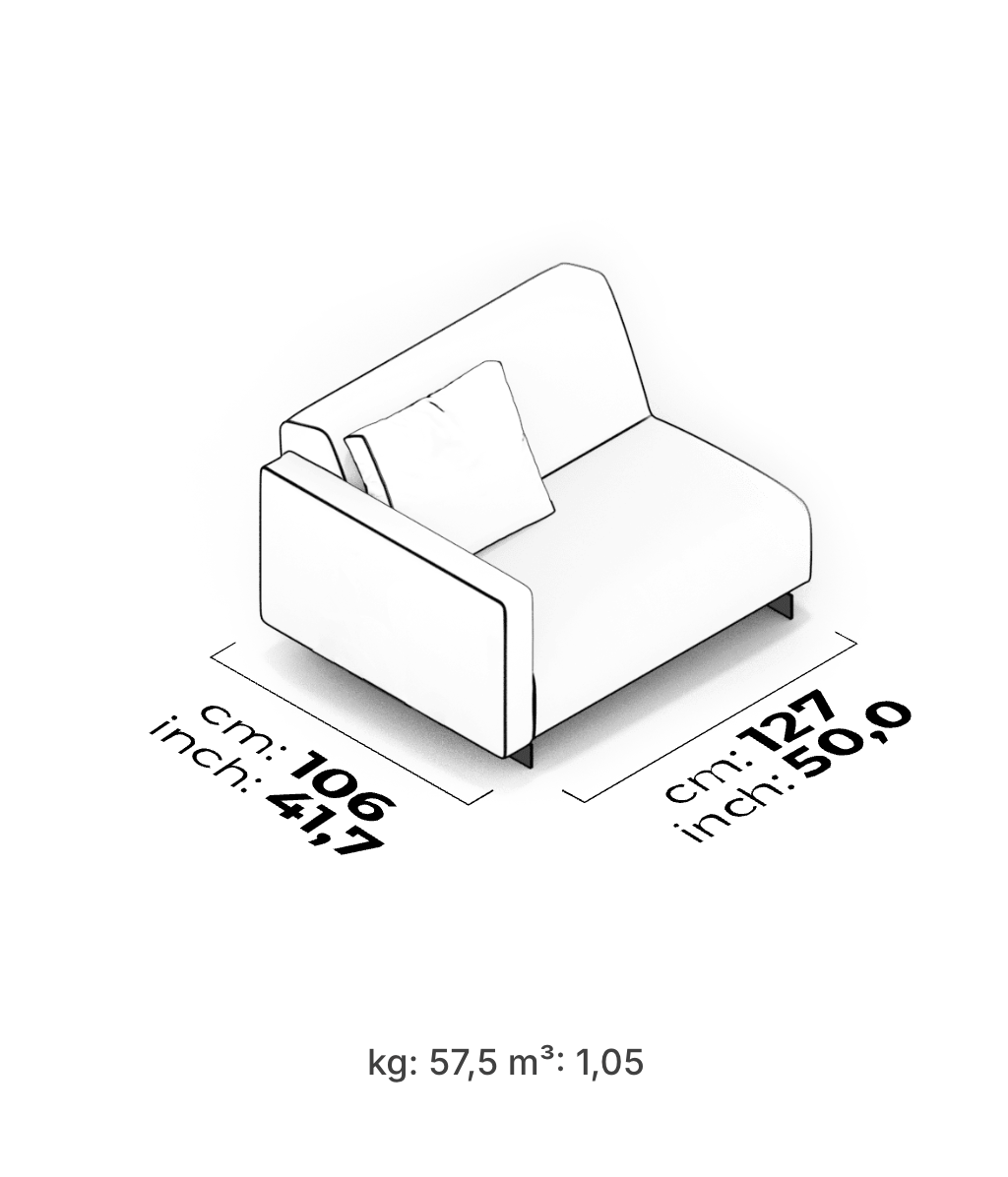 Divano Modulare Heritage – Modulo Bracciolo 127 cm (Sinistro)
