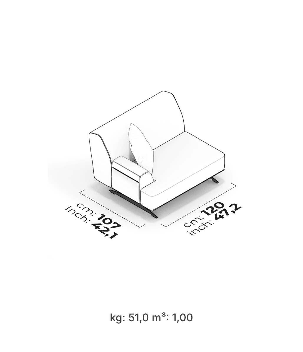Divano Modulare Havana – Modulo Bracciolo 119 cm (Sinistro)