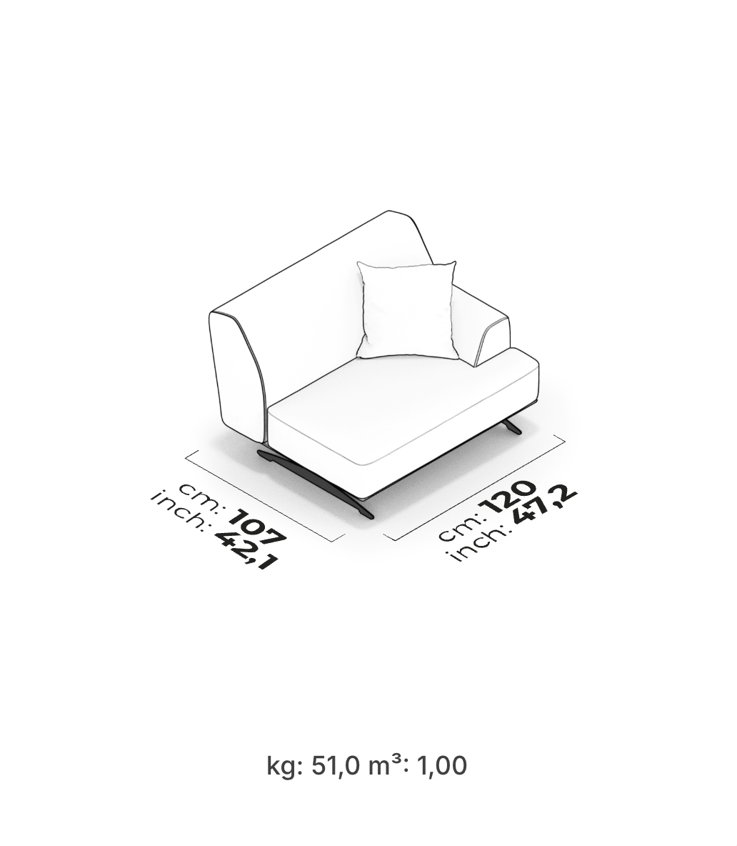Divano Modulare Havana – Modulo Bracciolo 119 cm (Destro)