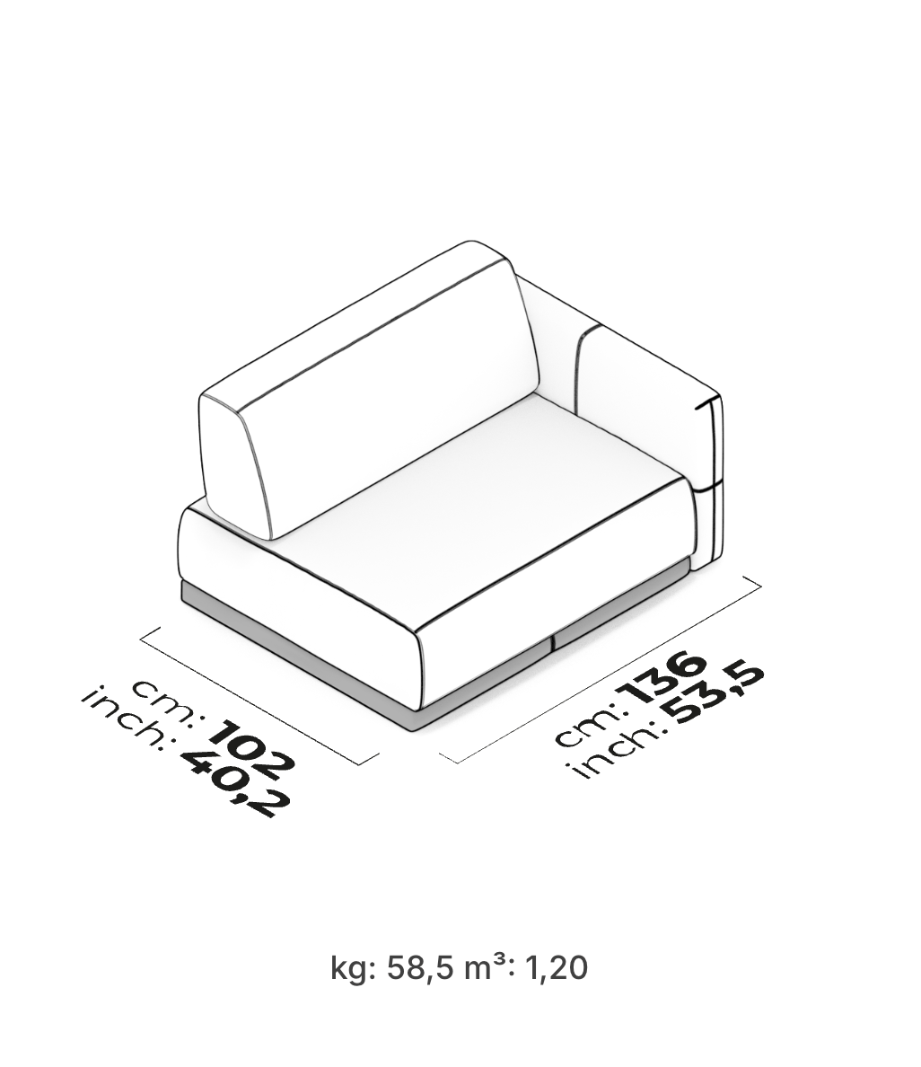 Divano Modulare Le Mans – Modulo con Bracciolo 135 cm (Destro)