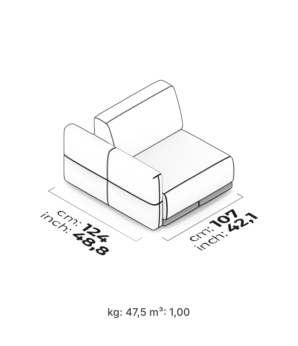 Divano Modulare Le Mans – Modulo Chaise Longue con Bracciolo (Sinistro)