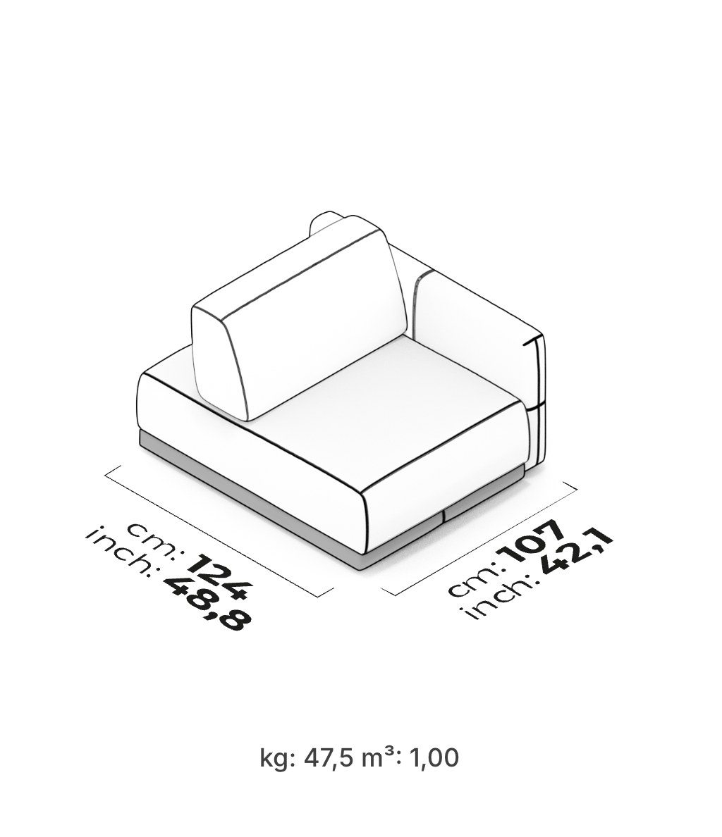 Divano Modulare Le Mans – Modulo Chaise Longue con Bracciolo (Destro)