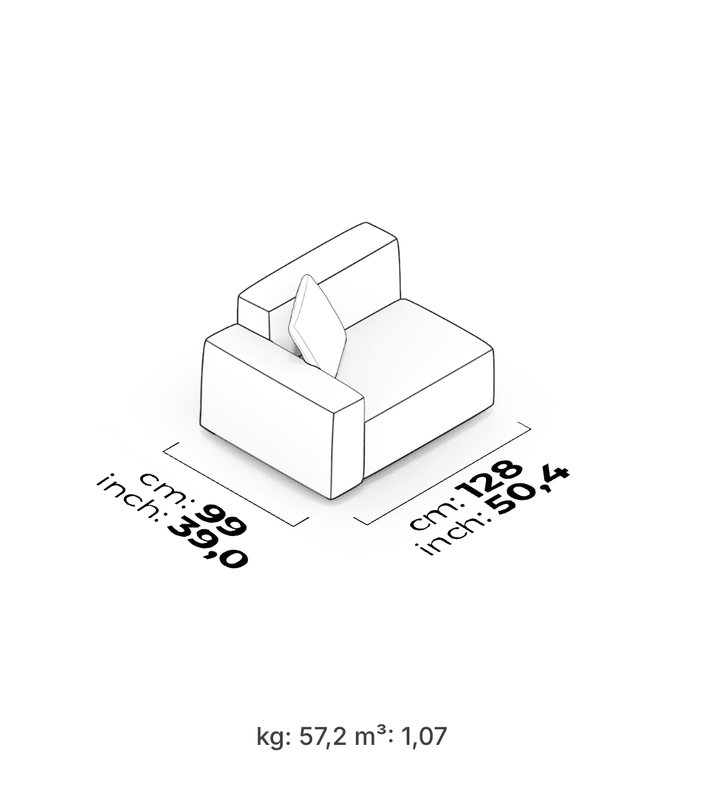 Divano Modulare Cubic – Modulo Bracciolo Basso (Sinistro)