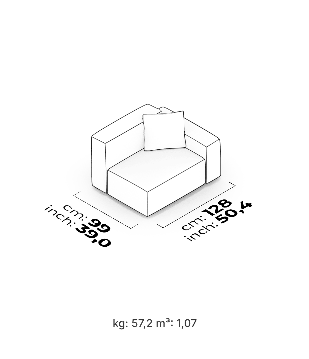 Divano Modulare Cubic – Modulo Bracciolo Basso (Destro)