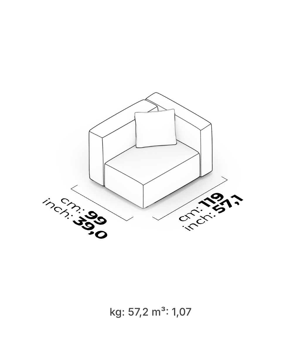 Divano Modulare Cubic – Modulo Bracciolo Alto (Destro)