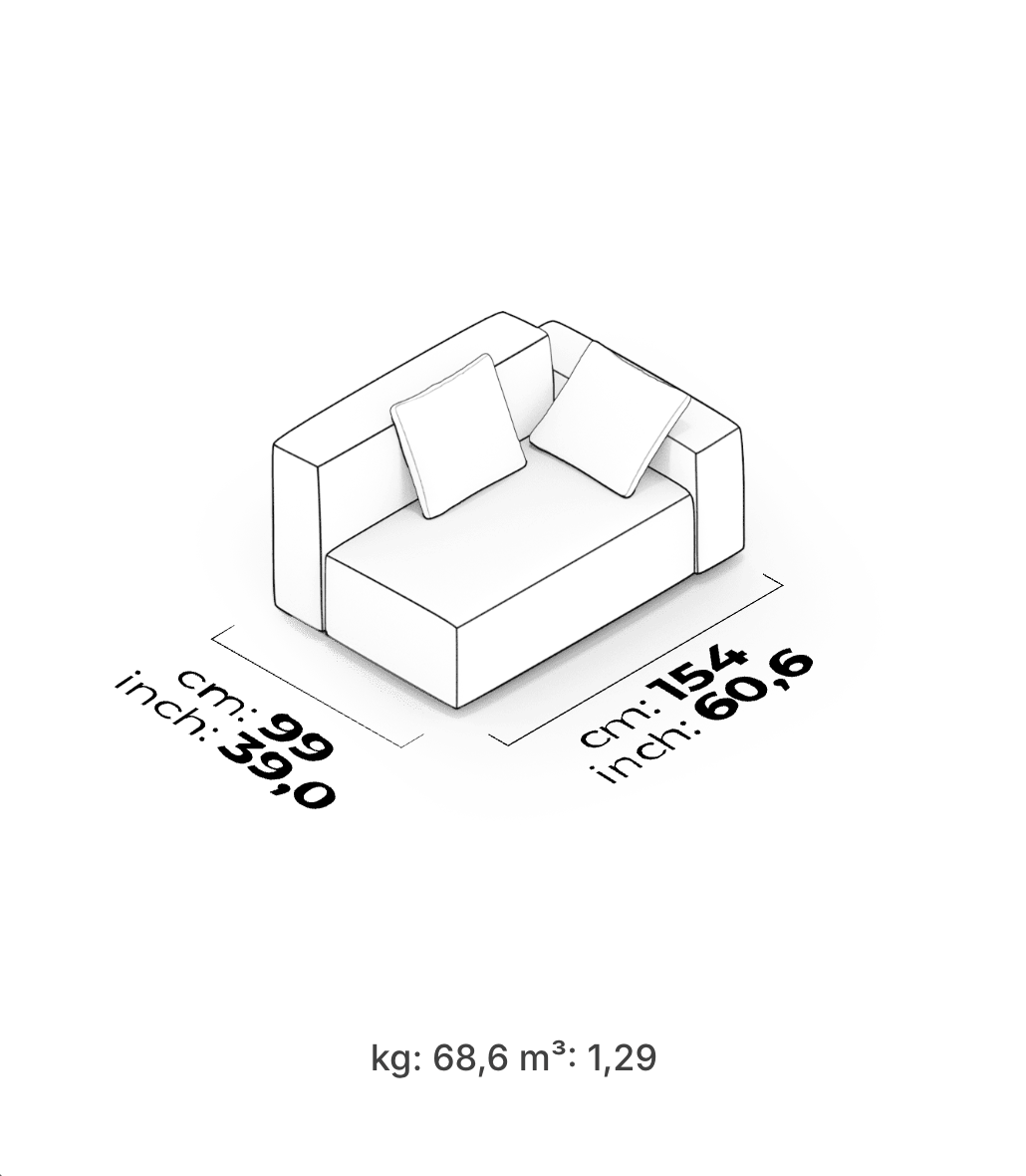 Divano Modulare Cubic – Modulo Bracciolo Basso 152 cm (Destro)