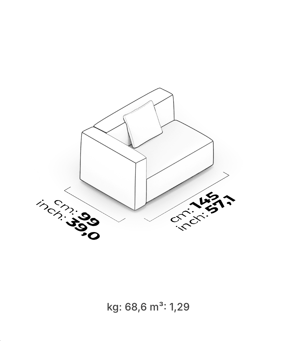 Divano Modulare Cubic – Modulo Bracciolo Alto 145 cm (Sinistro)