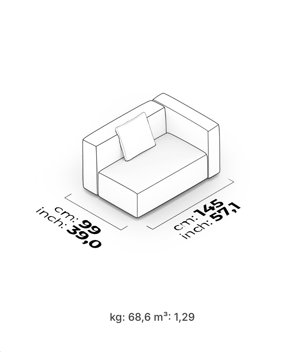Divano Modulare Cubic – Modulo Bracciolo Alto 145 cm (Destro)