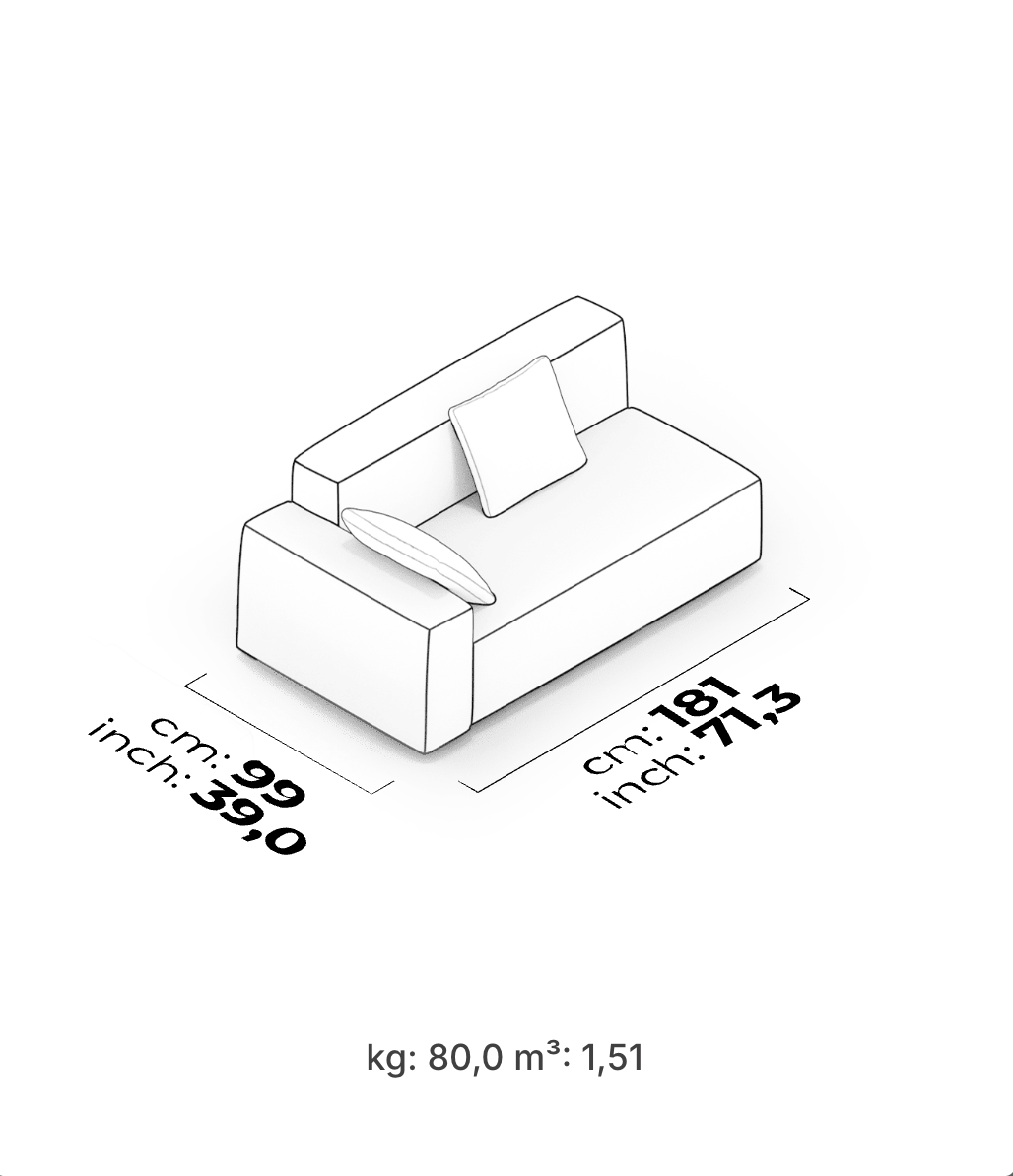 Divano Modulare Cubic – Modulo Bracciolo Basso 180 cm (Sinistro)