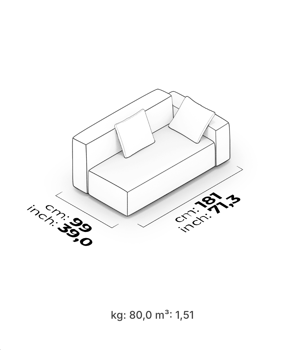Divano Modulare Cubic – Modulo Bracciolo Basso 180 cm (Destro)