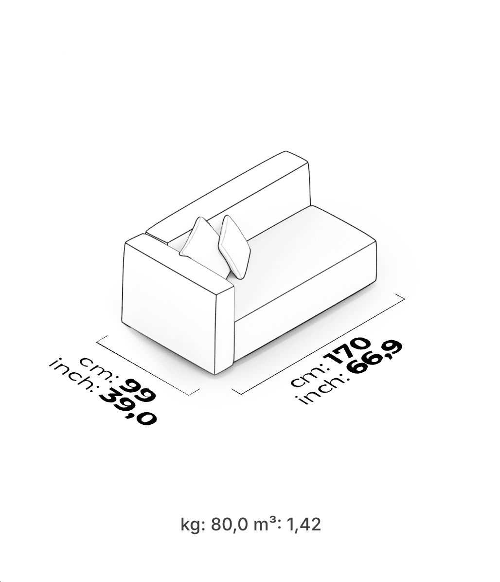 Divano Modulare Cubic – Modulo Bracciolo Alto 170 cm (Sinistro)