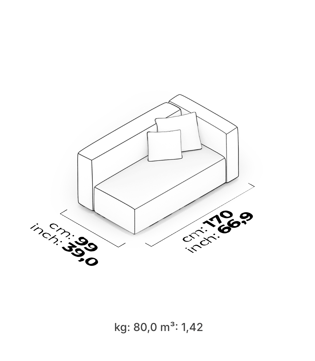 Divano Modulare Cubic – Modulo Bracciolo Alto 170 cm (Destro)