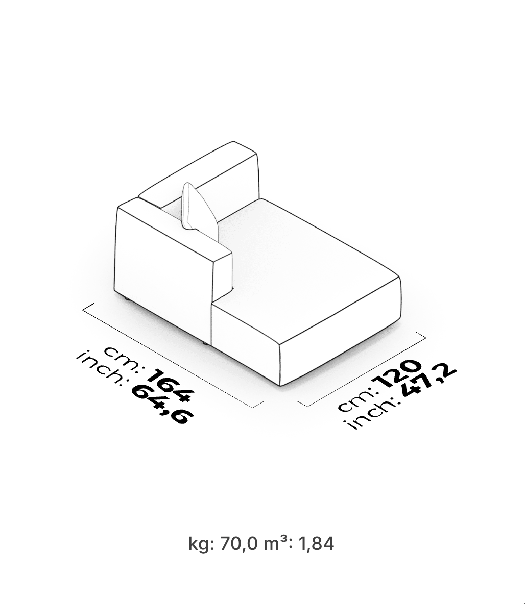 Divano Modulare Cubic – Modulo Relax Bracciolo Alto (Sinistro)