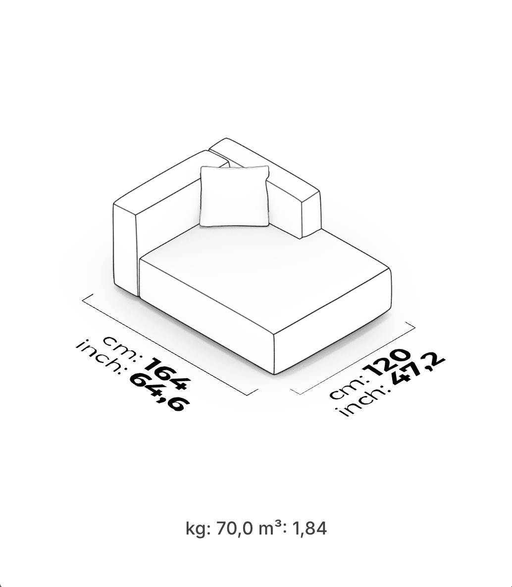 Divano Modulare Cubic – Modulo Relax Bracciolo Alto (Destro)